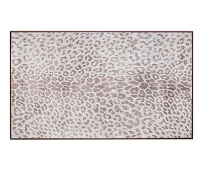 My Magic Carpet Miya Brown & White Leopard Print Washable Area Rug, (3' x 5')