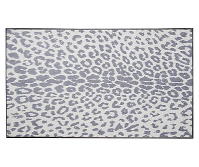 My Magic Carpet Miya Gray & White Leopard Print Washable Area Rug, (3' x 5')