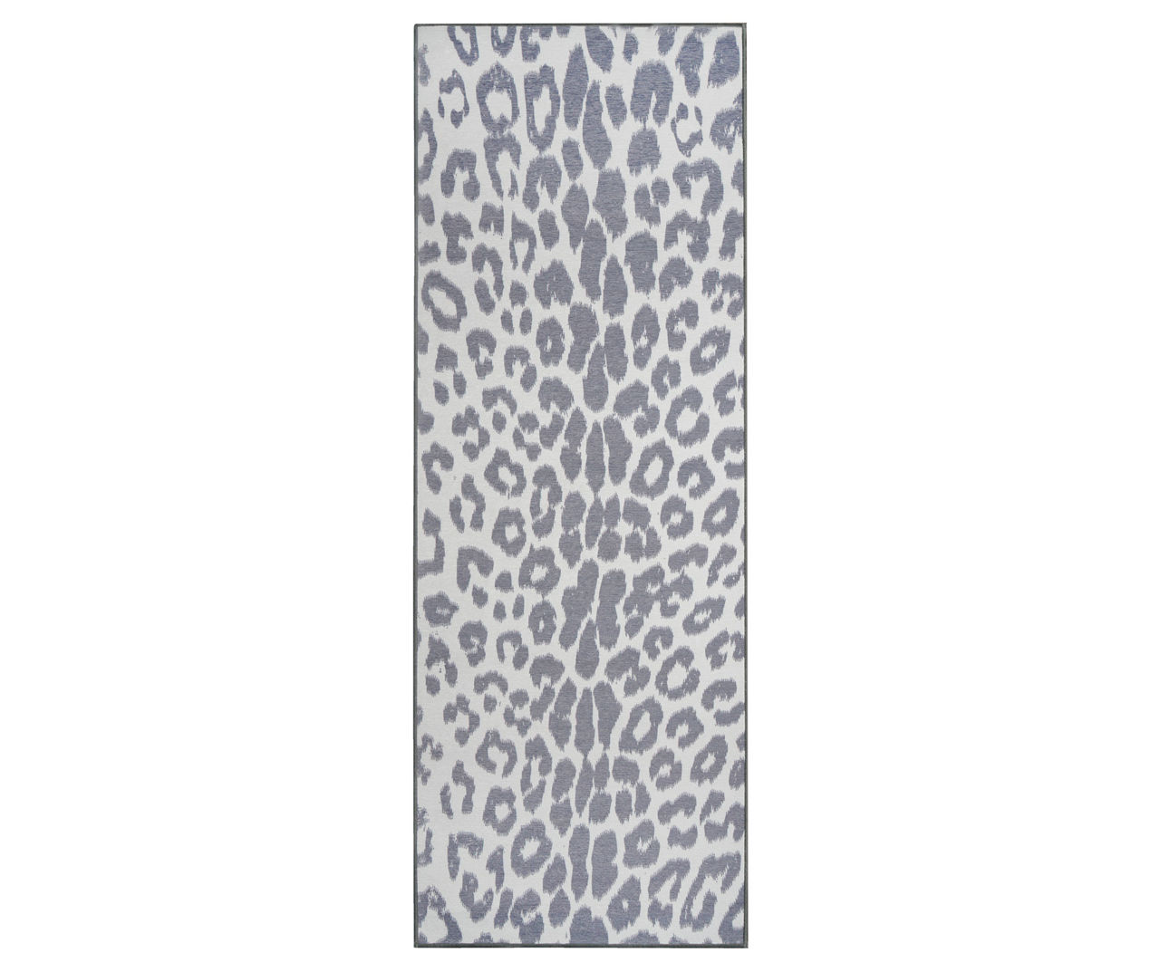 My Magic Carpet Miya Gray & White Leopard Print Washable Runner Rug, (2