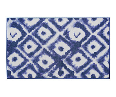 My Magic Carpet Shibori Blue & White Geometric Washable Area Rug
