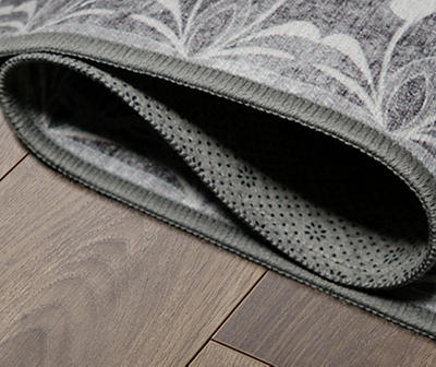 My Magic Carpet Dardon Gray Scallop-Border Washable Area Rug, (3' x 5')
