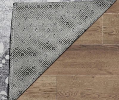 My Magic Carpet Dardon Gray Scallop-Border Washable Runner Rug, (2.5' x 7')