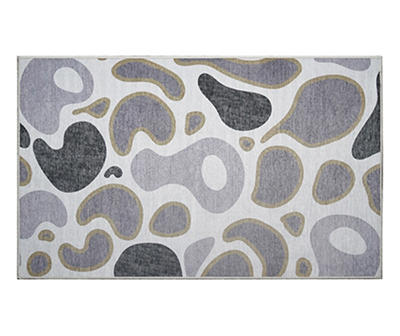 My Magic Carpet Kyoa Gray & Olive Abstract Washable Area Rug, (3' x 5')