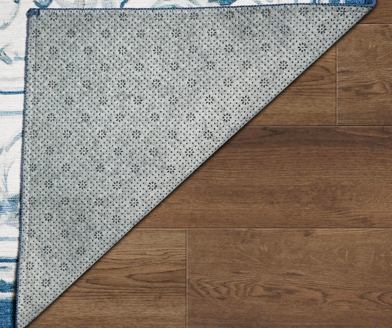 My Magic Carpet Aubusson Blue & White Ornamental Washable Area Rug, (3' x 5')