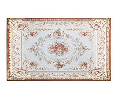 My Magic Carpet Aubusson Beige & Orange Ornamental Washable Area Rug, (3' x 5')