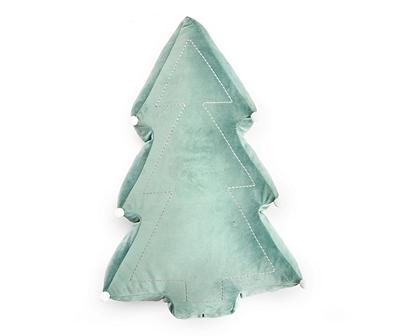 Frosted Forest Teal Tree Shaped Decorative Pillow