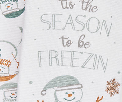 Frosted Forest "Freezin" White 2-Piece Kitchen Towel Set