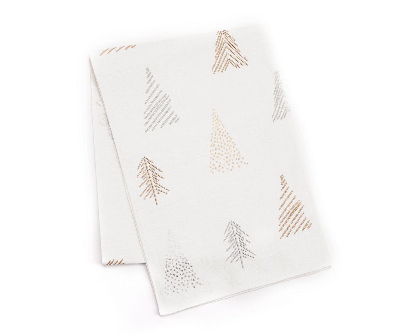 Frosted Forest Ivory, Silver & Gold Trees Table Runner Big Lots