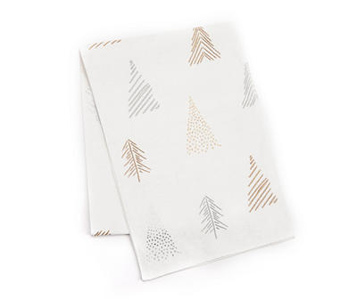 Frosted Forest Ivory, Silver & Gold Trees Table Runner