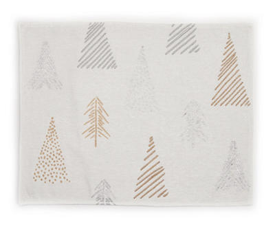 Frosted Forest Ivory, Silver & Gold Trees Placemat