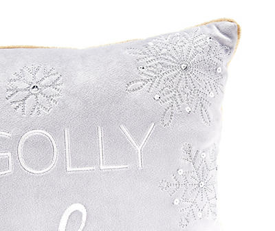 Frosted Forest "By Golly" Gray Snowflake Throw Pillow