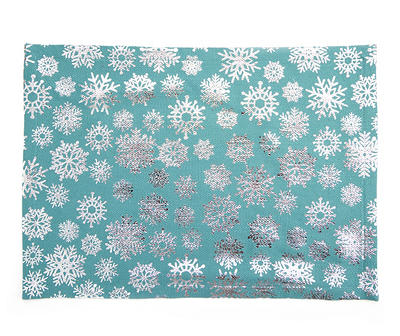 Frosted Forest Teal & Silver Snowflake Placemat