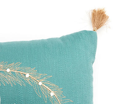 Frosted Forest "Warm Winter Wishes" Teal Throw Pillow