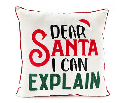 Santa's Workshop "Dear Santa" White & Red Throw Pillow