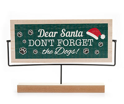 "Dear Santa" Dog & Paw Print Flip Tabletop Decor