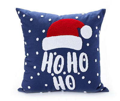 Santa's Workshop "Ho Ho" Blue Tufted Santa Hat Throw Pillow