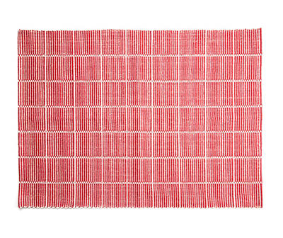 Festive Gathering Red & White Grid Stripe Accent Rug, (24
