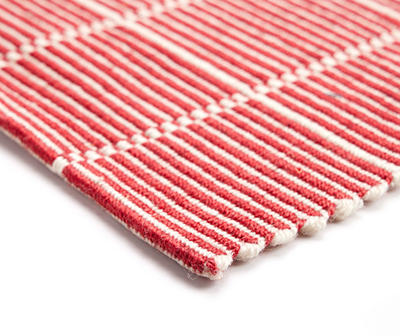 Festive Gathering Red & White Grid Stripe Accent Rug, (24" x 36")