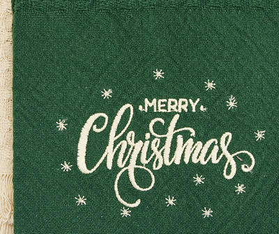 Festive Gathering "Merry Christmas" Green & Ivory 2-Piece Kitchen Towel Set