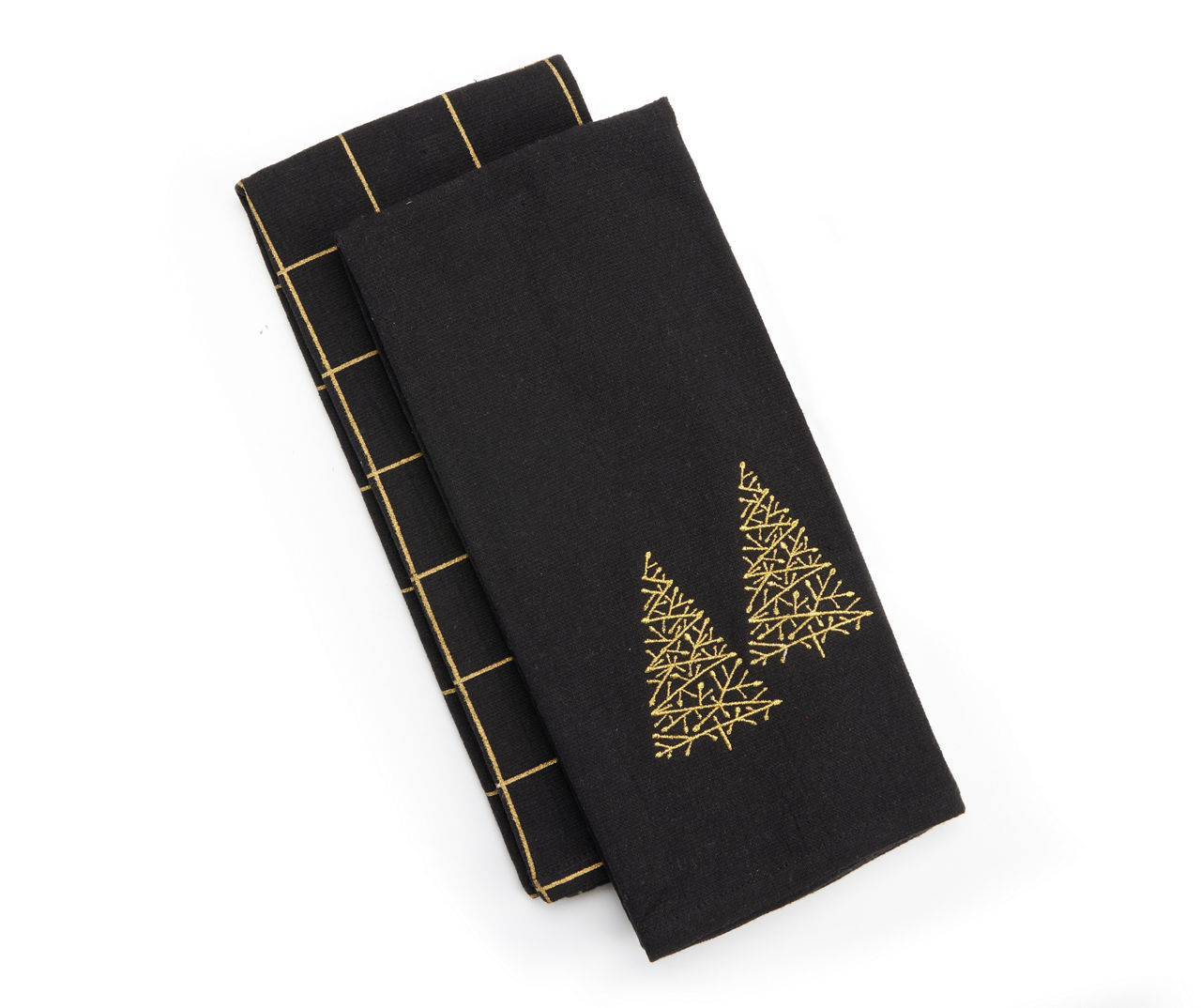 Festive Gathering Black & Gold Trees 2-Piece Kitchen Towel Set