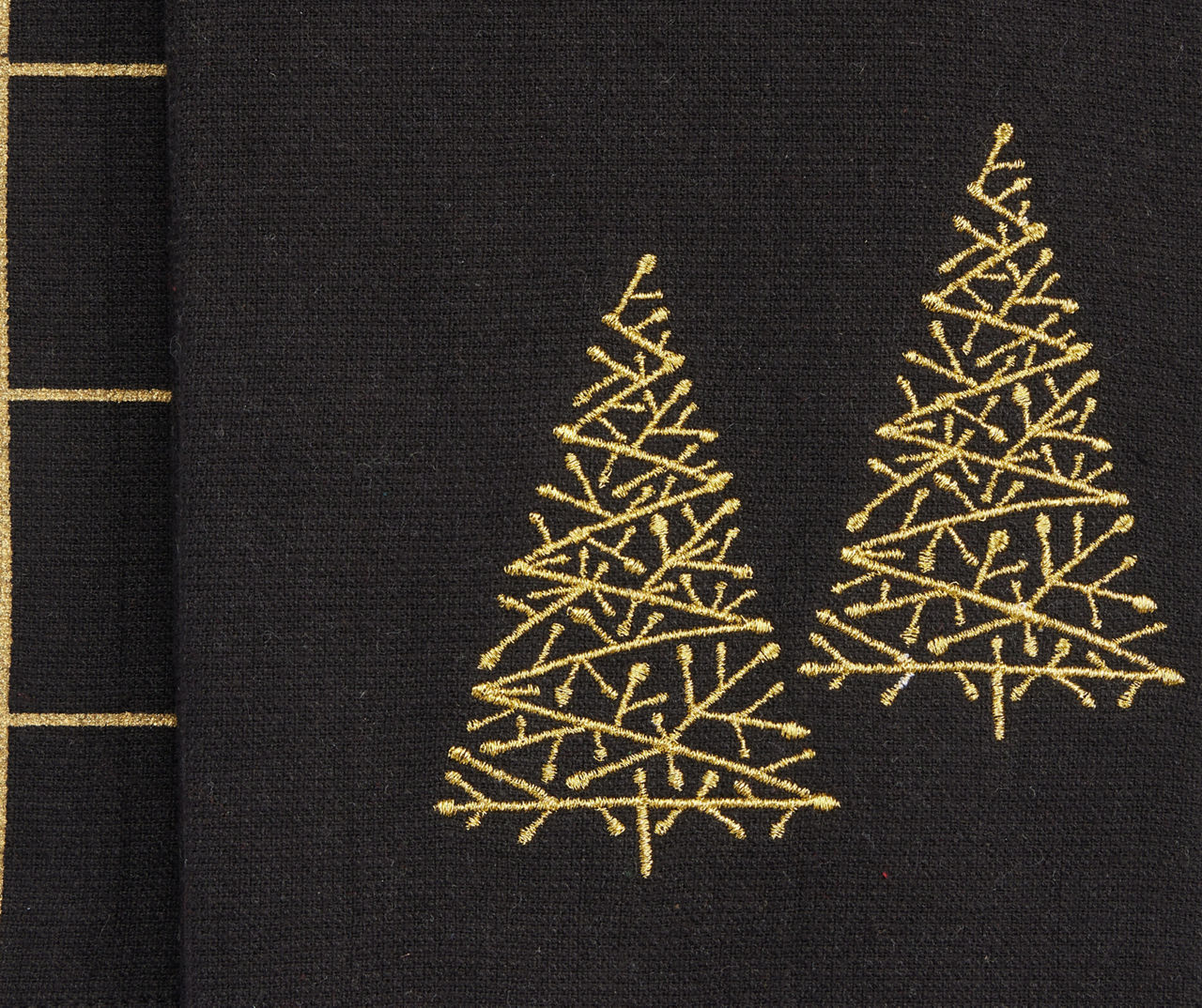 BALSAM & FIR KITCHEN TEA TOWELS (3 ) MERRY CHRISTMAS BLACK CHECK GOLD TREE  NWT