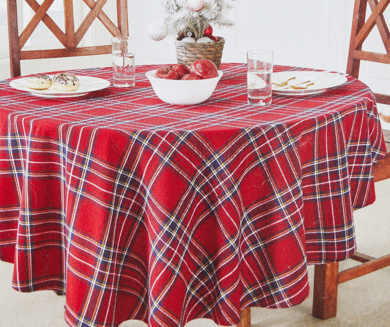 Santa's Red Plaid Fabric Tablecloth Big Lots