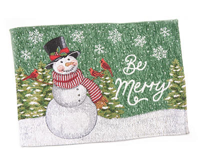 Santa's Workshop "Be Merry" Green Snowmake Placemat