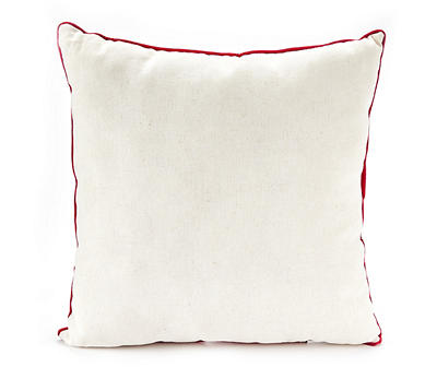 Santa's Workshop "Most Wonderful Time" White & Red Throw Pillow