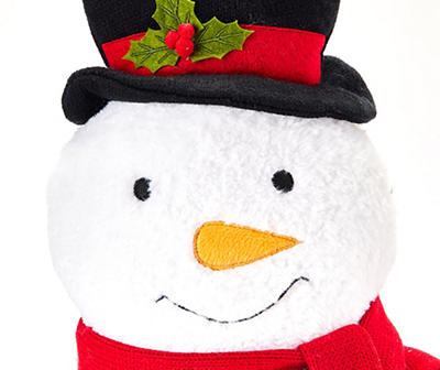 Santa's Workshop White Snowman Shaped Throw Pillow