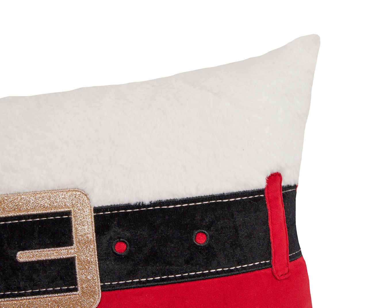Santa's Workshop Red & White Santa Belt Throw Pillow
