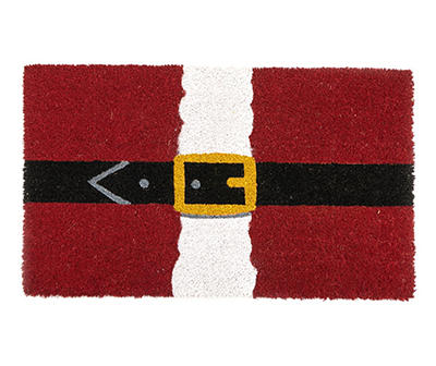 Santa's Workshop Red Santa Belt Coir Doormat