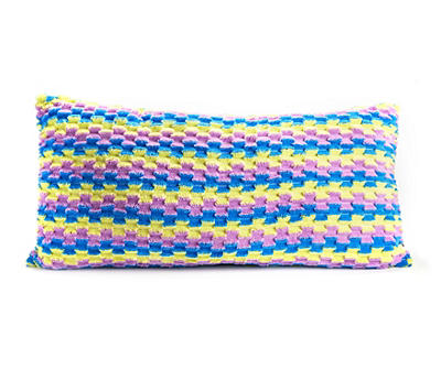 Blue, Pink & Yellow Offset Stripe Fuzzy Body Pillow
