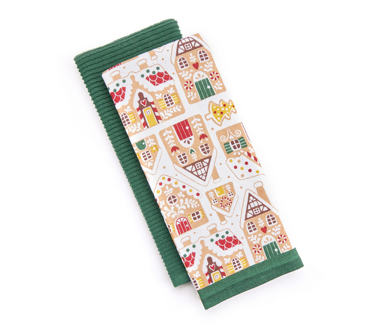 Donna's Home Emporium 2 Pc Farmhouse Christmas Baking Kitchen Towels,  Gingerbread Cookies and House