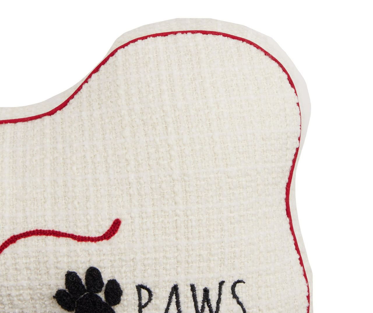 Santa's Workshop "Santa Paws" White Bone Shaped Throw Pillow