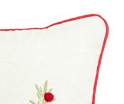 Santa's Workshop White & Red Tree Square Throw Pillow