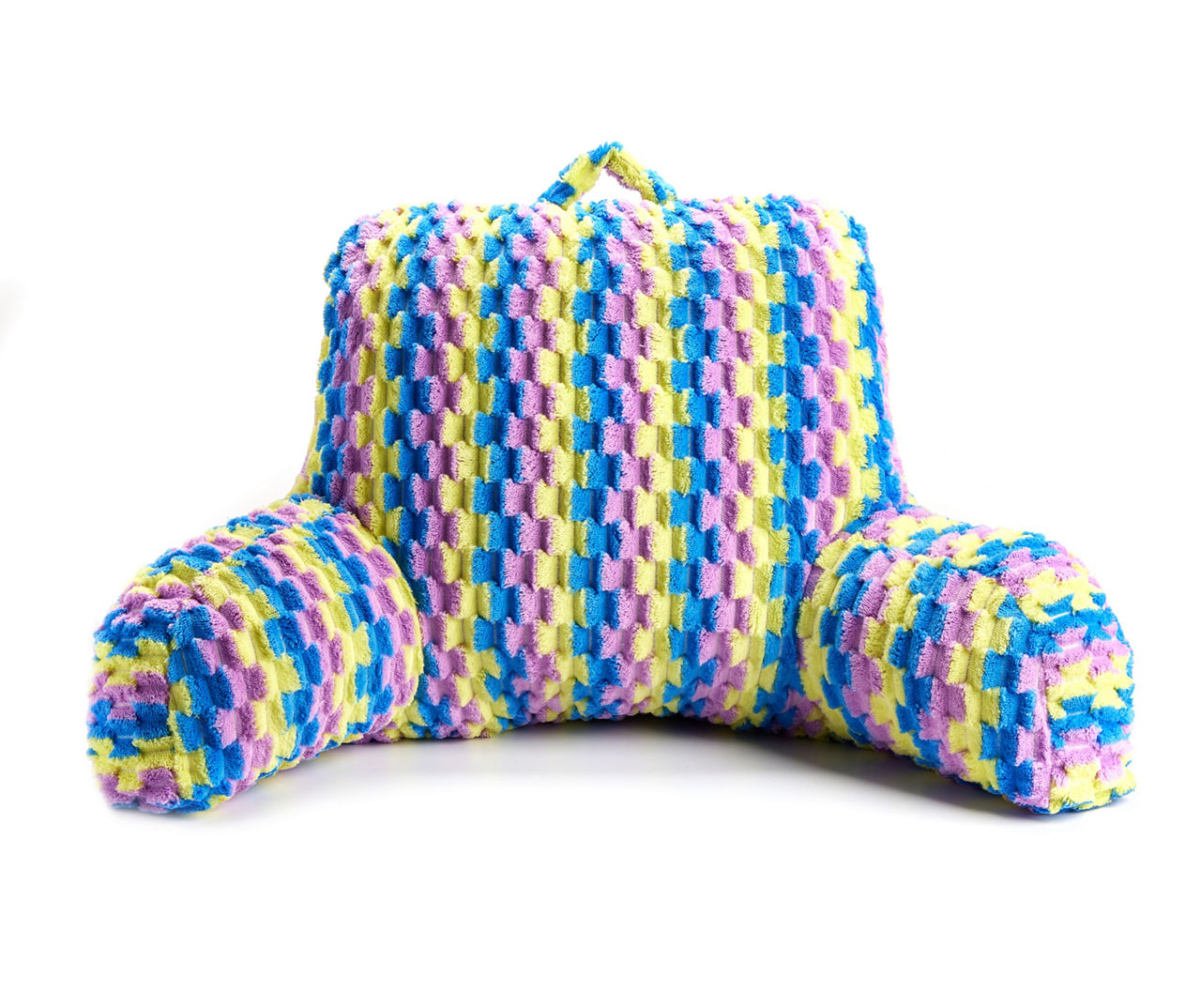 Blue Pink Yellow Offset Stripe Fuzzy Bed Rest Pillow Big Lots