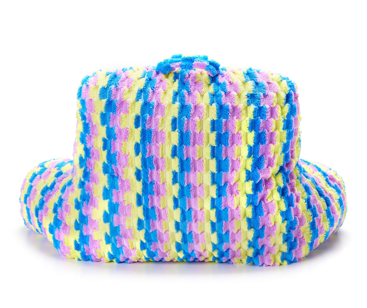 Blue, Pink & Yellow Offset Stripe Fuzzy Bed Rest Pillow | Big Lots
