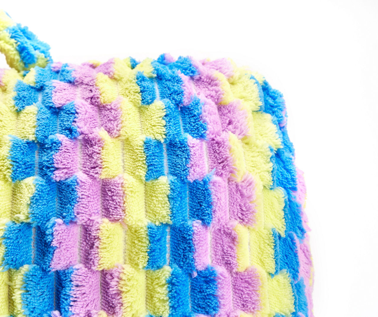 Blue, Pink & Yellow Offset Stripe Fuzzy Bed Rest Pillow
