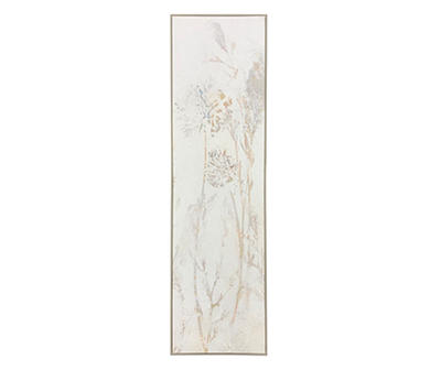 White Wildflowers Framed Wall Canvas, (12" x 43")