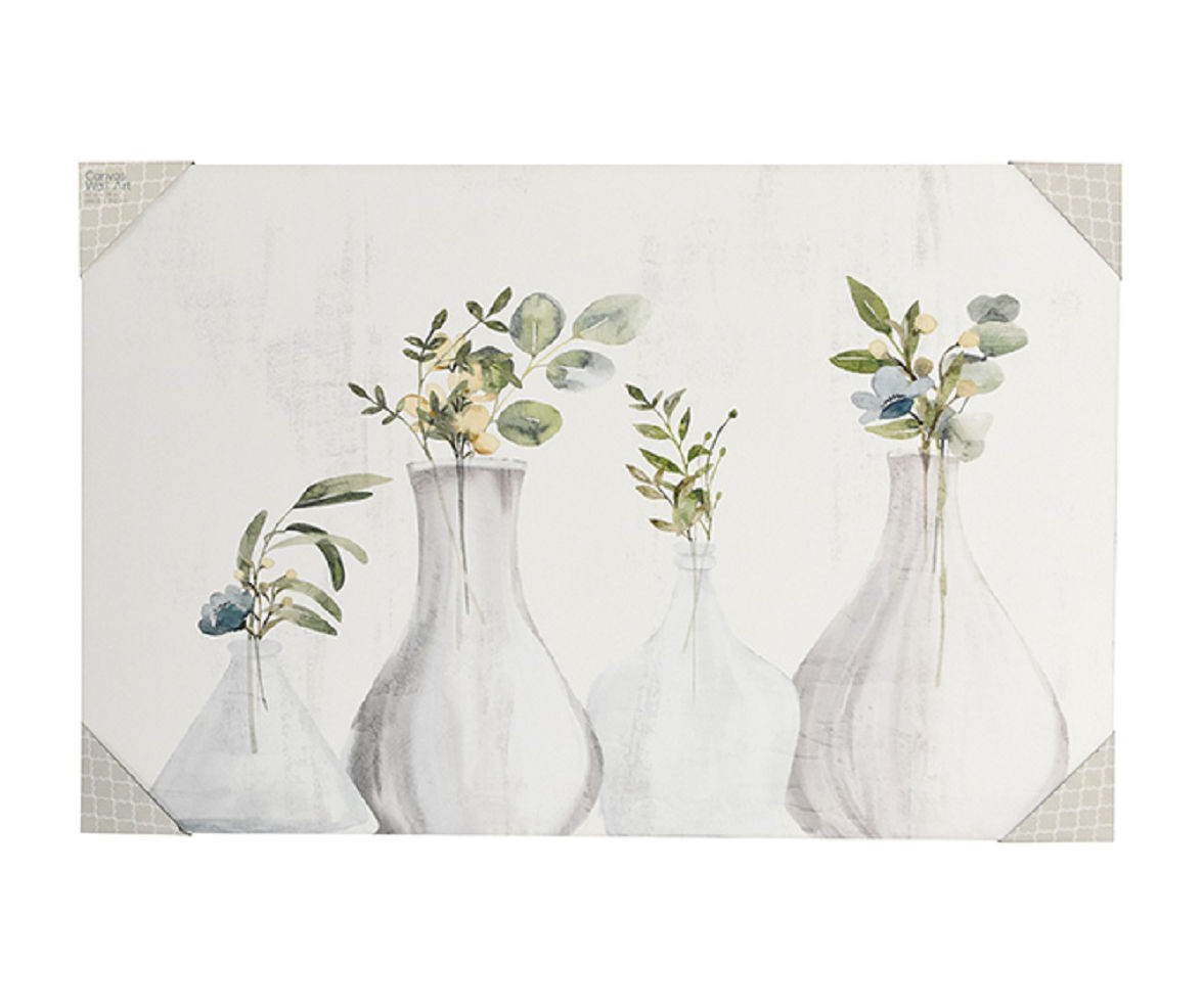 Gray & Green Botanical Vases Canvas Art Big Lots