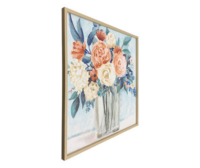 Peony Bouquet in Vase Framed Wall Canvas, (29" x 29")