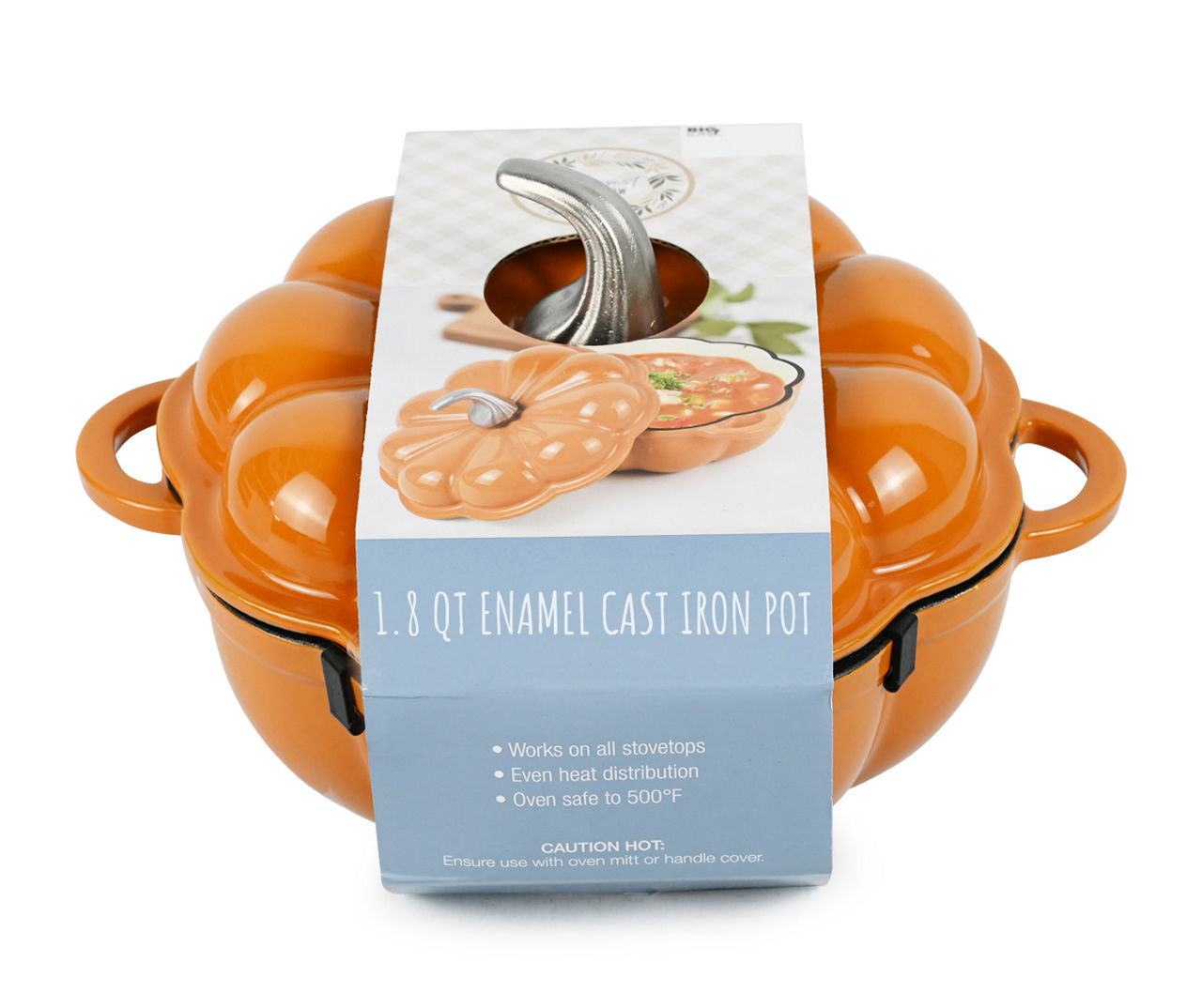 Harvest Orange Pumpkin Enameled Cast Iron Dutch Oven, 1.8 Qt