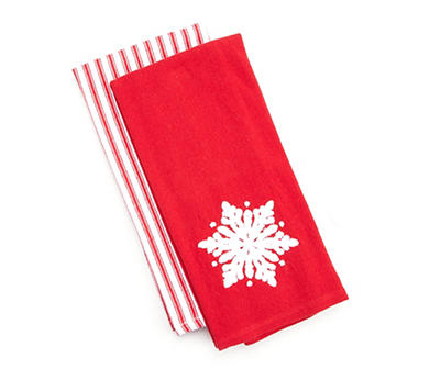 Santa's Workshop Red & White Snowflake 2-Piece Kitchen Towel Set