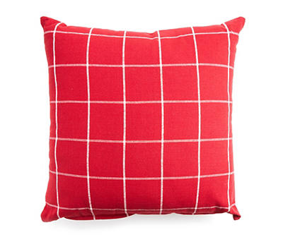 Red & White Windowpane Plaid Reversible Throw Pillow