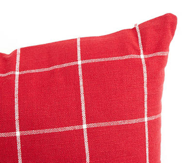 Red & White Windowpane Plaid Reversible Throw Pillow