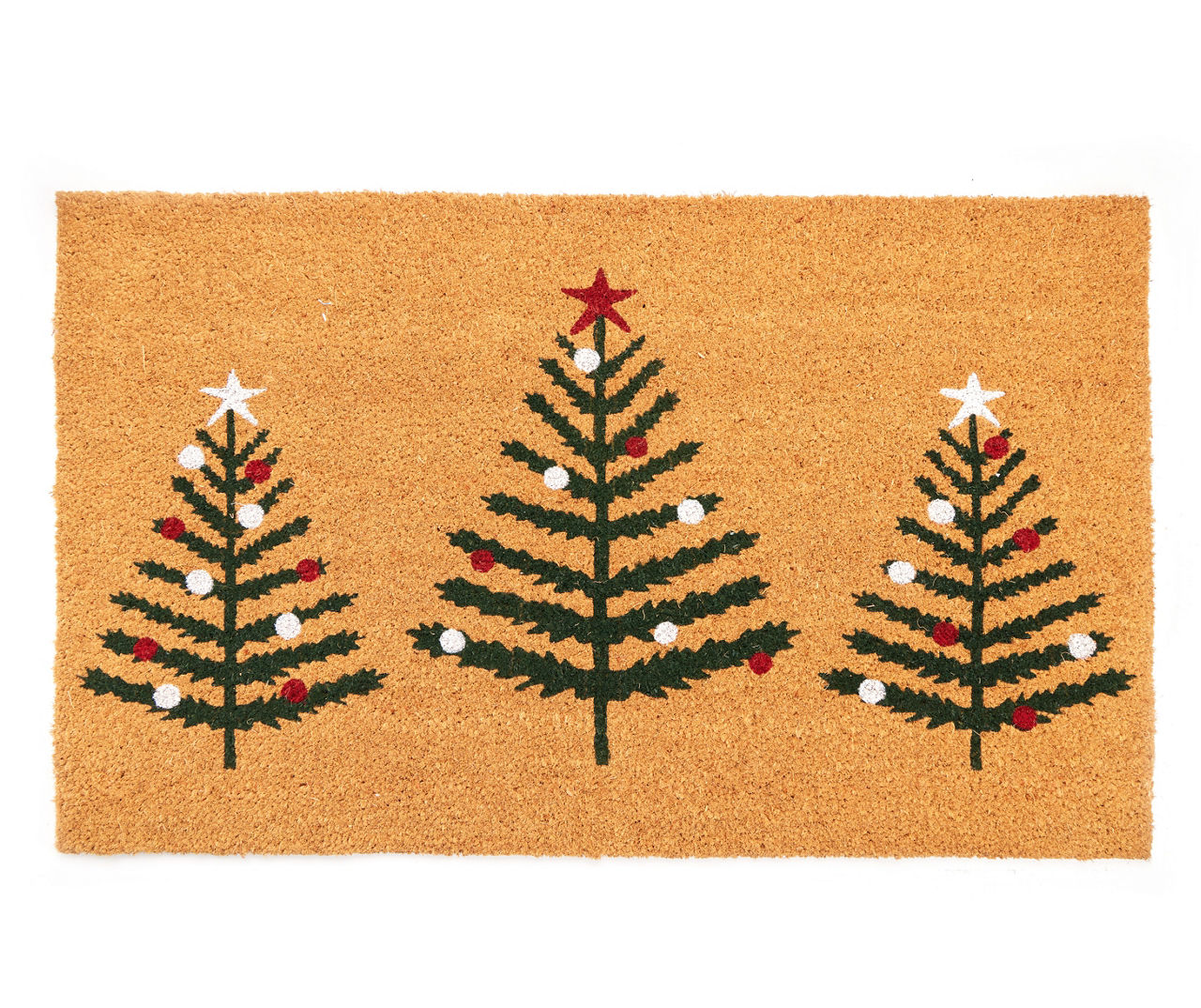 Festive Gathering Tan & Green Holiday Trees Coir Doormat Big Lots