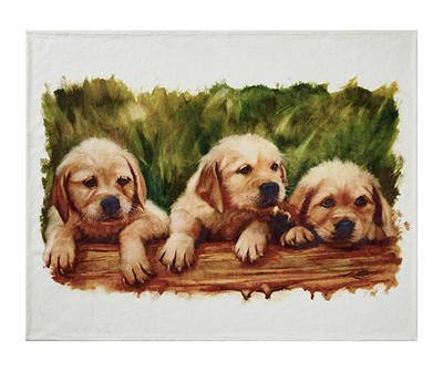 Brown Puppy Love Fleece Raschel Throw, (50" x 60")