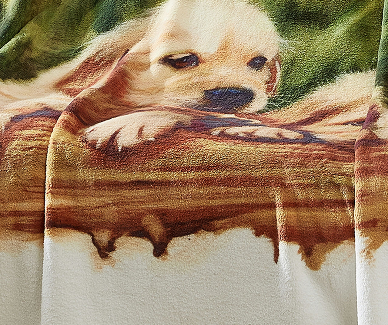Brown Puppy Love Fleece Raschel Throw, (50" x 60")