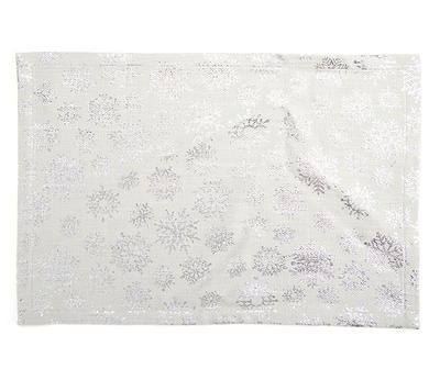 Frosted Forest Gray & Silver Snowflake Placemat