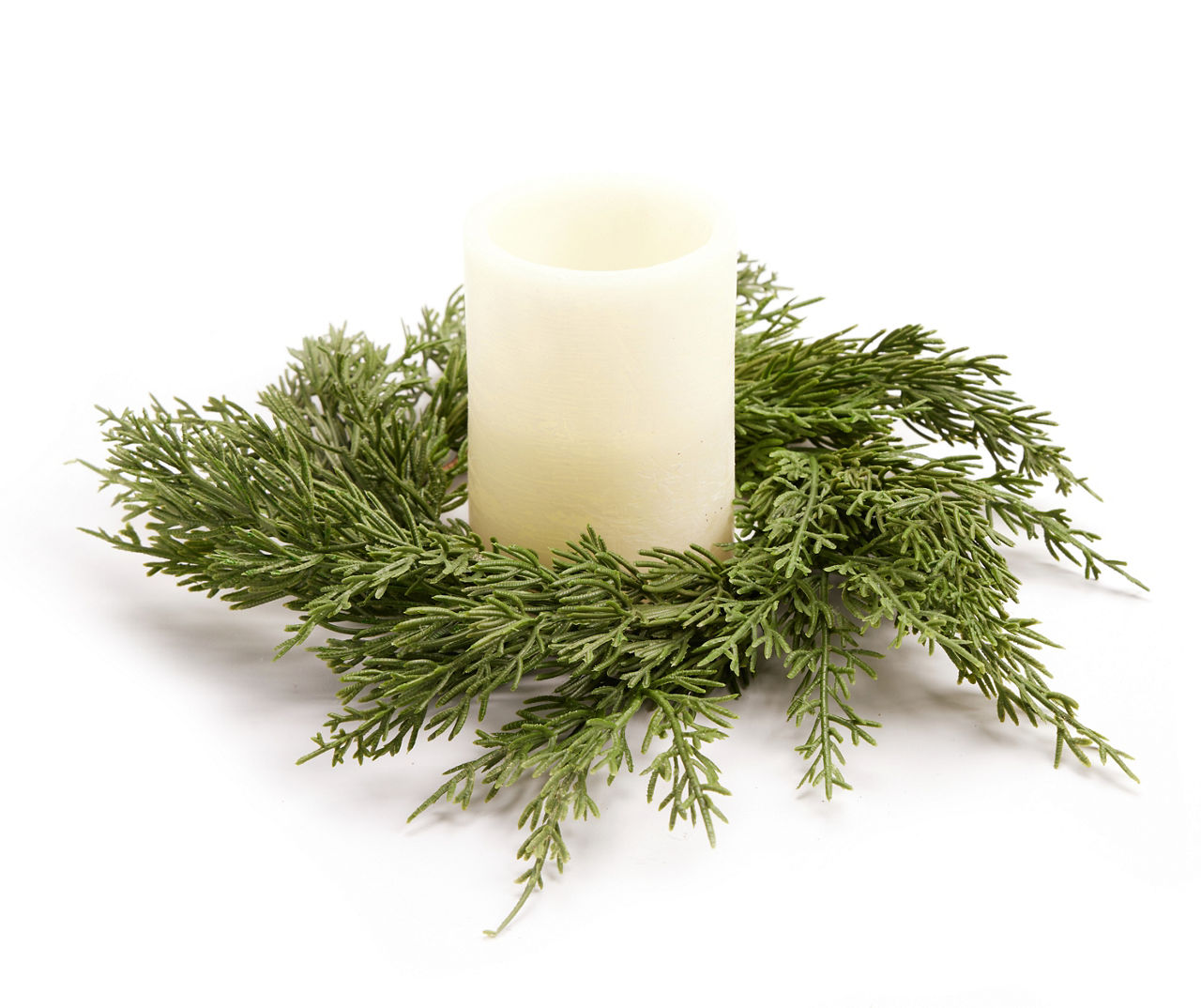 Spruce Greenery LED Pillar Candle Ring